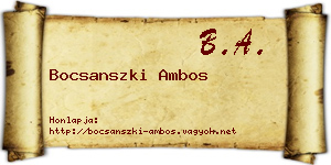 Bocsanszki Ambos névjegykártya